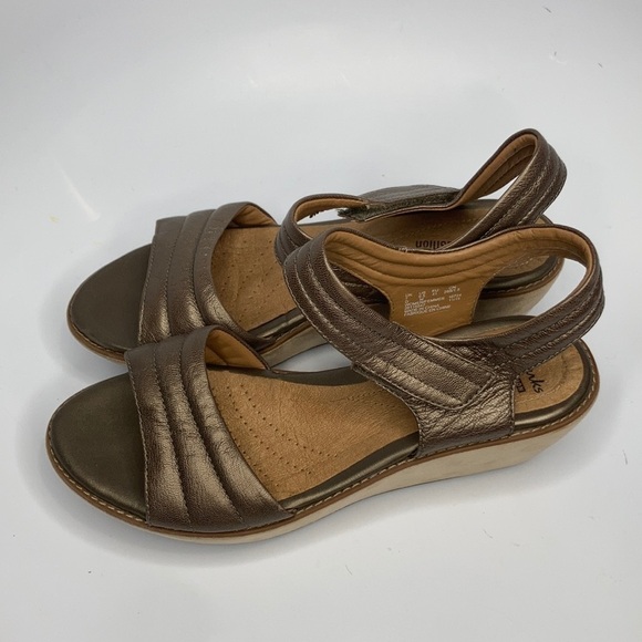 Clarks Hazelle Alba wedge Sandals bronze size 9.5 - Picture 3 of 11